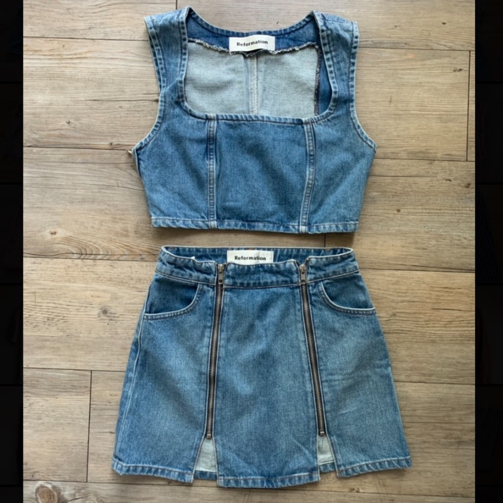 Denim two piece set